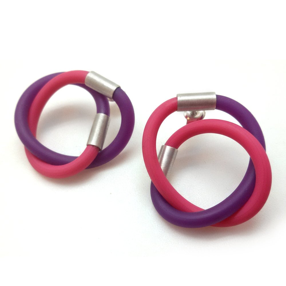 Rosa & Lila Knoten Ohrringe Mit Sterling Silber von BABAjewellery