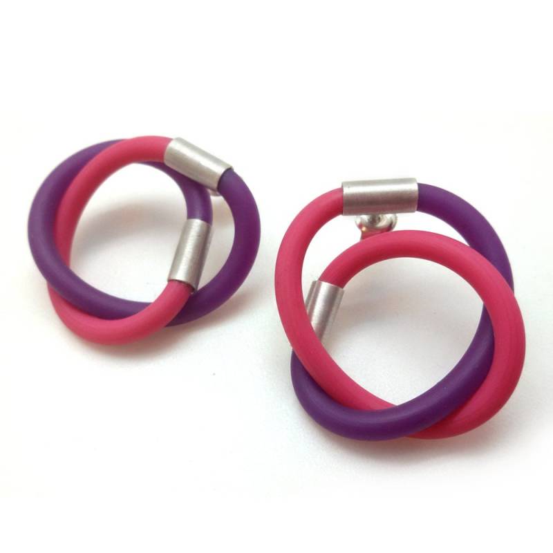 Rosa & Lila Knoten Ohrringe Mit Sterling Silber von BABAjewellery