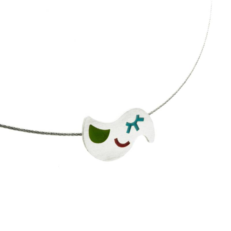 Silber Vogel Halskette, Tier Kette, Schmuck, Vogel-Halskette, Birdie Emaillierten Satin Anhänger von BABAjewellery
