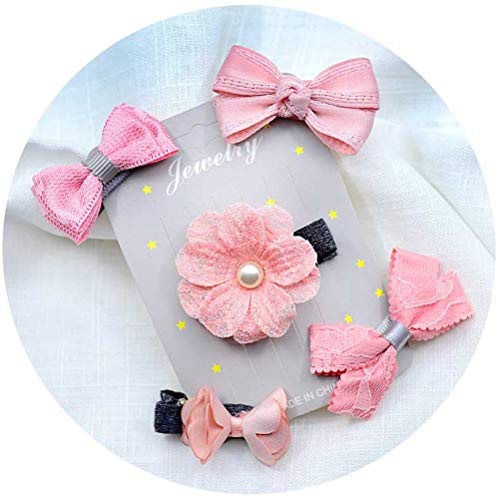 Haarspangen, Haarspangen, Druckknöpfe, Haarspangen, 5 Teile/Satz Baby Mädchen Schleife Haarspangen Blume Haarnadeln Kopfschmuck Niedliche Kinder Haarnadel Prinzessin Kopfbedeckung Haarspange (Color : von BABESA