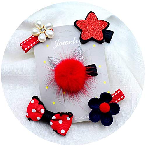 Haarspangen, Haarspangen, Druckknöpfe, Haarspangen, 5 Teile/Satz Baby Mädchen Schleife Haarspangen Blume Haarnadeln Kopfschmuck Niedliche Kinder Haarnadel Prinzessin Kopfbedeckung Haarspange (Color : von BABESA