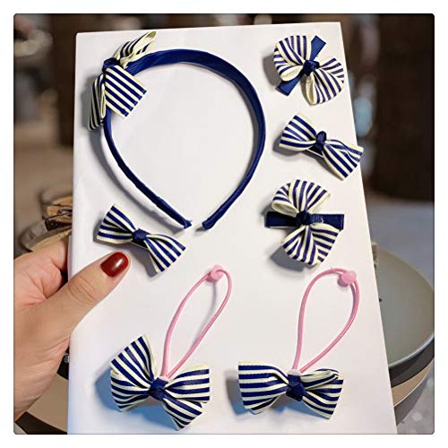 Haarspangen, Haarspangen, Druckknöpfe, Haarspangen, 7-teiliges Set, rosa Bowknot, Kinder-Haarspange, Haarband, Haargummi, Kombination, Mädchen-Haarnadeln, Mode-Haar-Accessoires (Color : 8) ( Color : 1 von BABESA