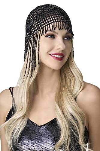 BABEYOND 1920s Stirnband Damen Gatsby Haar Kette Exotisch Cleopatra Kostüm Accessoires 20er Jahre Flapper Blinkendes Haarband (Schwarz) von BABEYOND