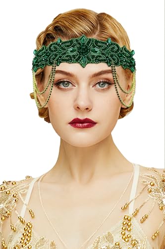 BABEYOND 1920er Jahre Flapper Kopfstück 20er Jahre Accessoires Gatsby Accessoires Damen Vintage Haar Accessoire Grün BABEYOND 1920er Jahre Flapper Kopfstück 20er Jahre Accessoires Gatsby Accessoires Damen Vintage Haar Accessoire Grün von BABEYOND