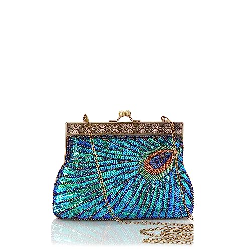 BABEYOND 1920er Jahre Flapper Peacock Clutch Gatsby Pailletten Abend Handtasche Perlen Tasche, Stil 2, Einheitsgröße von BABEYOND