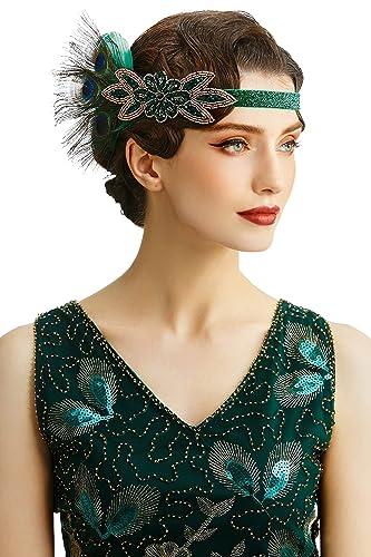 BABEYOND Damen 1920er Feder Stirnband 20er Jahre Stil Flapper Charleston Haarband Great Gatsby Damen Fasching Kostüm Accessoires Dunkelgrün BABEYOND Damen 1920er Feder Stirnband 20er Jahre Stil Flapper Charleston Haarband Great Gatsby Damen Fasching Kostüm Accessoires Dunkelgrün von BABEYOND