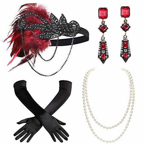 BABEYOND 1920s Accessoires Set Damen Gatsby Kostüm Zubehör Set inklusive Stirnband Halskette Handschuhe Ohrringe Set-32 BABEYOND 1920s Accessoires Set Damen Gatsby Kostüm Zubehör Set inklusive Stirnband Halskette Handschuhe Ohrringe Set-32 von BABEYOND