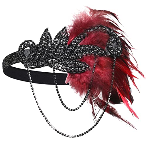 BABEYOND 1920s Flapper Stirnband Roaring 20er Jahre Great Gatsby Feather Headpiece BlackRed BABEYOND 1920s Flapper Stirnband Roaring 20er Jahre Great Gatsby Feather Headpiece BlackRed von BABEYOND