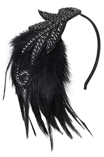 BABEYOND 1920s Stirnband Damen Gatsby Kostüm Accessoires 20er Jahre Flapper Feder Haarband schwarz BABEYOND 1920s Stirnband Damen Gatsby Kostüm Accessoires 20er Jahre Flapper Feder Haarband schwarz von BABEYOND