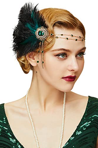 BABEYOND 1920s Stirnband Damen Pfau Feder Haarspange Gatsby Fasching Kostüm Haar Accessoires von BABEYOND