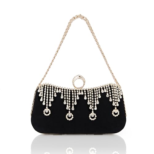 BABEYOND Clutch-Geldbörsen für Damen – Samt-Abendtasche, Strass-Anhänger, Clutch für Braut, Party, Abschlussball, Hochzeit, Z-schwarz, Einheitsgröße BABEYOND Clutch-Geldbörsen für Damen – Samt-Abendtasche, Strass-Anhänger, Clutch für Braut, Party, Abschlussball, Hochzeit, Z-schwarz, Einheitsgröße von BABEYOND