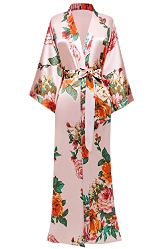 BABEYOND Damen Morgenmantel Maxi Lang Kimono Strandkleid Pfau Gedruckt Strickjacke Kimono Bademantel Damen Lange Robe Schlafmantel Girl Pajama Party von BABEYOND