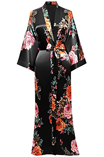 BABEYOND Damen Morgenmantel Maxi Lang Kimono Strandkleid Pfau Gedruckt Strickjacke Kimono Bademantel Damen Lange Robe Schlafmantel Girl Pajama Party von BABEYOND