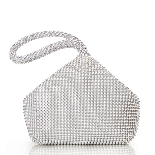 BABEYOND Damen Strass Clutch Abendtaschen Sparkly Glitter Dreieck Geldbörse für 1920er Jahre Party Abschlussball Hochzeit, Silber 2, Einheitsgröße von BABEYOND