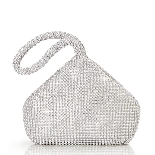 BABEYOND Damen Strass Clutch Abendtaschen Sparkly Glitter Triangle Geldbörse für 1920er Jahre Party Abschlussball Hochzeit, silber, Einheitsgröße von BABEYOND