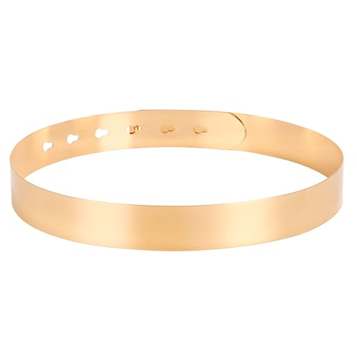 BABEYOND Damen Metall dekorativen Gürtel dünnen Gürtel elastischen Taille Strap Gürtel für Kleider Gold M von BABEYOND