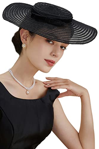 BABEYOND Fascinator mit breiter Krempe, für Teepartys, Kentucky-Hut, Derby-Fascinator, Hochzeitsmütze für Cocktails, schwarz, Einheitsgröße BABEYOND Fascinator mit breiter Krempe, für Teepartys, Kentucky-Hut, Derby-Fascinator, Hochzeitsmütze für Cocktails, schwarz, Einheitsgröße von BABEYOND