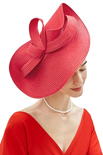 BABEYOND Fascinator mit breiter Krempe, rot, Einheitsgröße von BABEYOND