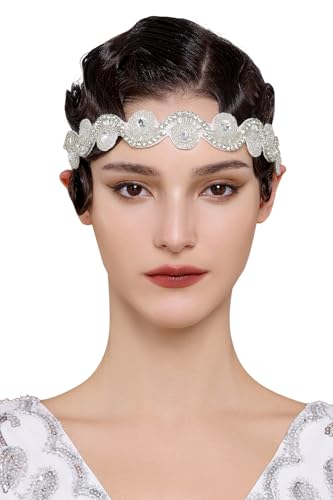 BABEYOND Flapper 1920s Gatsby Stirnband-Damen Vintage Kopfbedeckungen Hochzeit Prom Haarschmuck Silber von BABEYOND