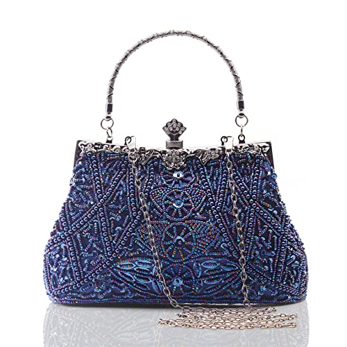 BABEYOND Handtasche Damen 1920s Strass Handtasche Abend Party Clutch Elegante Abschlussball Handtaschen Hochzeit Braut Zubehör (1-Blau) von BABEYOND