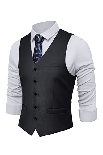 BABEYOND Herren formelle Anzugweste Slim Fit Weste Business Weste für Anzug Smoking, Dunkel_Grau, X-Large von BABEYOND