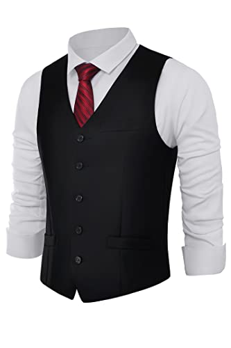 BABEYOND Herren formelle Anzugweste Slim Fit Weste Business Weste für Anzug Smoking, Schwarz, XX-Large von BABEYOND