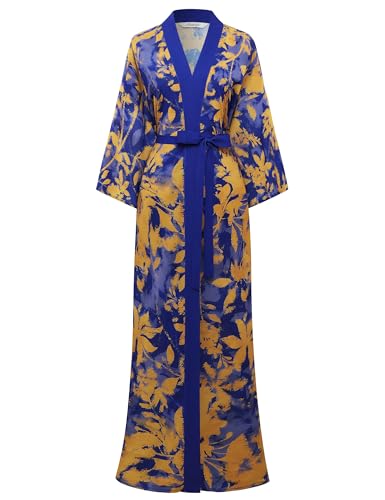 BABEYOND Morgenmantel Kimono Damen Lang - Chiffon Leicht Satin Halblangarm Lockerer Passform Bademantel von BABEYOND