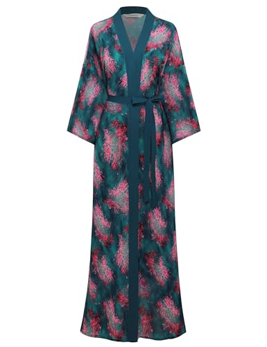 BABEYOND Morgenmantel Kimono Damen Lang - Chiffon Leicht Satin Halblangarm Lockerer Passform Bademantel von BABEYOND