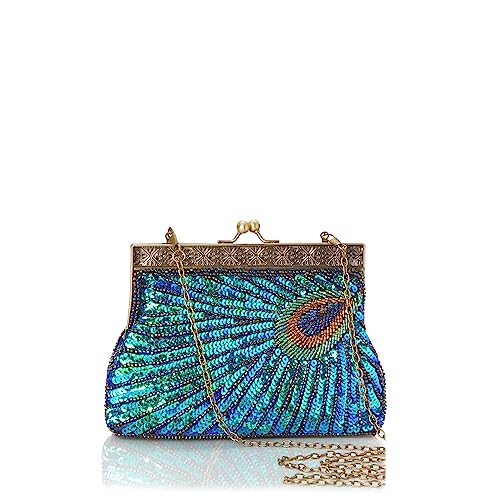 BABEYOND Vintage Flapper Pfau Clutch Gatsby Pailletten Abendhandtasche 1920er Jahre Perlen Tasche, Stil 2, Einheitsgröße von BABEYOND