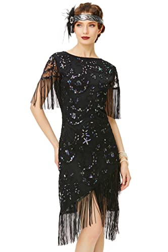 Babeyond 1920er Jahre Flapper-Kleid Great Gatsby Fransen Pailletten Kleid für Abschlussball Party - - Mittel von BABEYOND