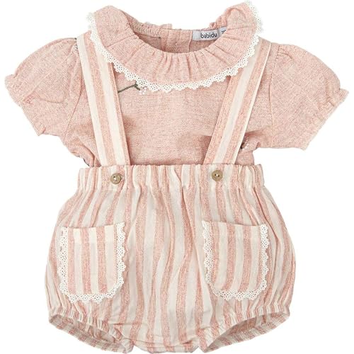BABIDU Uni Baby Conjunto Bebé Niña Peto de Rayas Y Camisa A Juego, Bolsillos Decorados Con Puntilla Y Cuello Fruncido Set mit Latzhose, Einfarbig, 3 Jahre BABIDU Uni Baby Conjunto Bebé Niña Peto de Rayas Y Camisa A Juego, Bolsillos Decorados Con Puntilla Y Cuello Fruncido Set mit Latzhose, Einfarbig, 3 Jahre von BABIDU