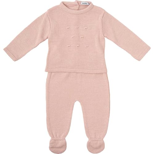 BABIDU Uni Baby Conjunto para Bebé Con Jersey de Punto Calado Y Polaina Lisa Set, Rosa, 3 Meses BABIDU Uni Baby Conjunto para Bebé Con Jersey de Punto Calado Y Polaina Lisa Set, Rosa, 3 Meses von BABIDU
