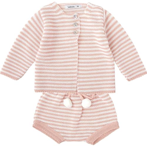 BABIDU Uni Baby Conjunto para Bebé Con Ranita Fruncida Y Chaqueta de Punto A Juego Set, Rosa, 3 Meses BABIDU Uni Baby Conjunto para Bebé Con Ranita Fruncida Y Chaqueta de Punto A Juego Set, Rosa, 3 Meses von BABIDU