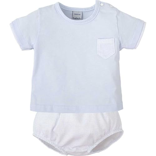 BABIDU Uni Baby Conjunto para Bebé Niño Con Camiseta de Manga Corta Y Bolsillo Decorativo Set, Himmelblau, 0-3 Monate von BABIDU