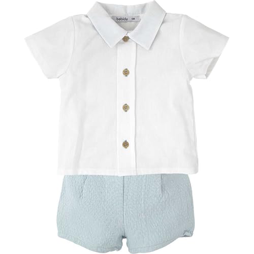 BABIDU Uni Baby Conjunto para Bebé Y Niño Camisa de Manga Corta Blanca Con Detalles Celeste Y Pantalón Corto A Juego Set, Einfarbig, 3 Meses BABIDU Uni Baby Conjunto para Bebé Y Niño Camisa de Manga Corta Blanca Con Detalles Celeste Y Pantalón Corto A Juego Set, Einfarbig, 3 Meses von BABIDU