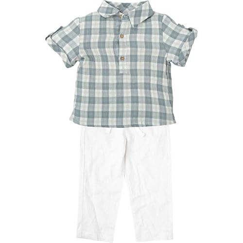 BABIDU Uni Baby Conjunto para Bebé Y Niño Con Camisa de Manga Corta A Cuadros Y Pantalón Largo Blanco Set, Einfarbig, 18 Monate BABIDU Uni Baby Conjunto para Bebé Y Niño Con Camisa de Manga Corta A Cuadros Y Pantalón Largo Blanco Set, Einfarbig, 18 Monate von BABIDU