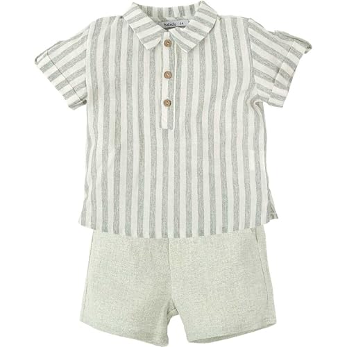 BABIDU Uni Baby Conjunto para Bebé Y Niño Con Camisa de Manga Corta A Rayas Verticales Y Pantalón Corto Verde A Juego Set, Einfarbig, 24 Monate BABIDU Uni Baby Conjunto para Bebé Y Niño Con Camisa de Manga Corta A Rayas Verticales Y Pantalón Corto Verde A Juego Set, Einfarbig, 24 Monate von BABIDU