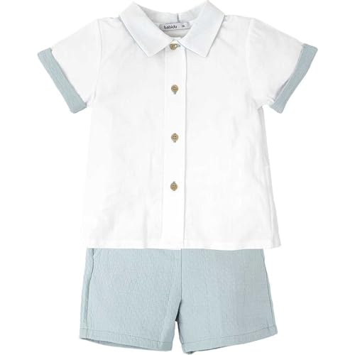 BABIDU Uni Baby Conjunto para Bebé Y Niño Con Camisa de Manga Corta Blanca Y Pantalón Corto A Juego Set, Einfarbig, 12 Monate von BABIDU