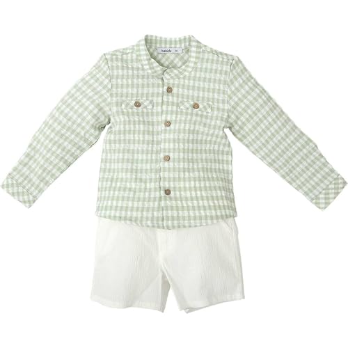 BABIDU Uni Baby Conjunto para Bebé Y Niño Con Camisa de Manga Larga A Cuadros Y Pantalón Corto Blanco Set, grün, 18 Monate BABIDU Uni Baby Conjunto para Bebé Y Niño Con Camisa de Manga Larga A Cuadros Y Pantalón Corto Blanco Set, grün, 18 Monate von BABIDU