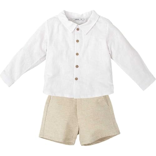 BABIDU Uni Baby Conjunto para Bebé Y Niño Con Camisa de Manga Larga Blanca Y Pantalón Corto Beige Set, Einfarbig, 5 Jahre BABIDU Uni Baby Conjunto para Bebé Y Niño Con Camisa de Manga Larga Blanca Y Pantalón Corto Beige Set, Einfarbig, 5 Jahre von BABIDU
