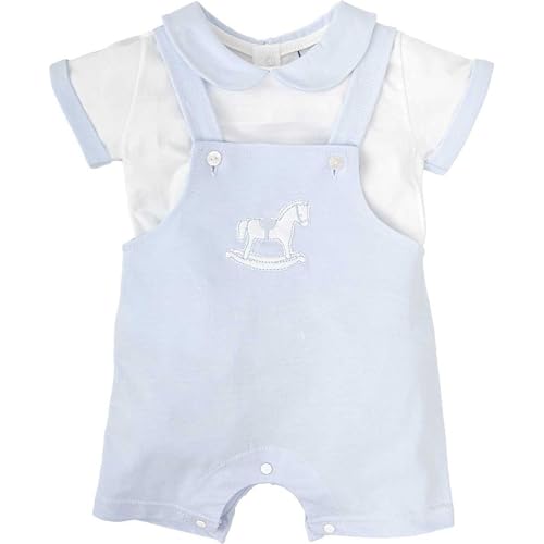 BABIDU Unisex Baby Conjunto Bebé Con Peto Corto Y Camiseta, Bordado Caballito Balancín Set mit Latzhose, Himmelblau, 9 Months BABIDU Unisex Baby Conjunto Bebé Con Peto Corto Y Camiseta, Bordado Caballito Balancín Set mit Latzhose, Himmelblau, 9 Months von BABIDU