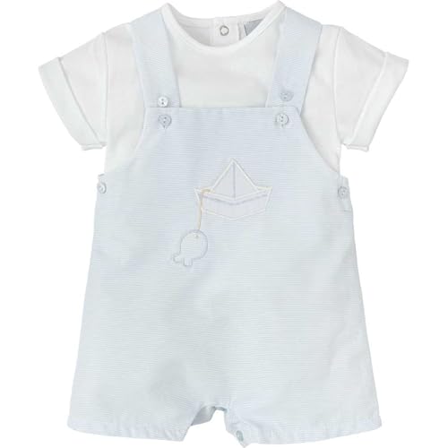 BABIDU Unisex Baby Conjunto Bebé Con Peto Y Camiseta, Algodón 100% Set für Kinder mit Latzhose, hellblau, 62 von BABIDU