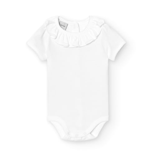 BABIDU Unisex Baby Body Cuello Volante Manga Corta Zugeschnitten, weiß, 12 Monate von BABIDU