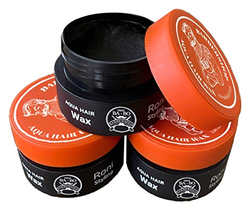 BA-BO M&R Aqua Hair Wax Orange 3 Stück ~ 150ml- Professional Hairwax Haarwachs Barbershop Friseur Aqua Hair Wax Styling for Men von BABO