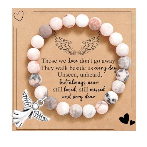 BABORI Beileidsgeschenk für den Verlust eines geliebten Menschen, Gedenkheilung, Gedenken, Beileid, Trauer, Geschenk für Frauen, rosa Perlen, Armband mit Engelsflügeln, 7, Stein, Kein Edelstein BABORI Beileidsgeschenk für den Verlust eines geliebten Menschen, Gedenkheilung, Gedenken, Beileid, Trauer, Geschenk für Frauen, rosa Perlen, Armband mit Engelsflügeln, 7, Stein, Kein Edelstein von BABORI