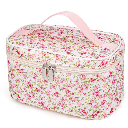 BABORUI Gesteppte Make-up-Tasche – große Reise-Kosmetiktasche für Damen, aus Baumwolle gepolsterter Kulturbeutel mit Fächern, leicht und langlebig für Reisen oder den täglichen Gebrauch von BABORUI