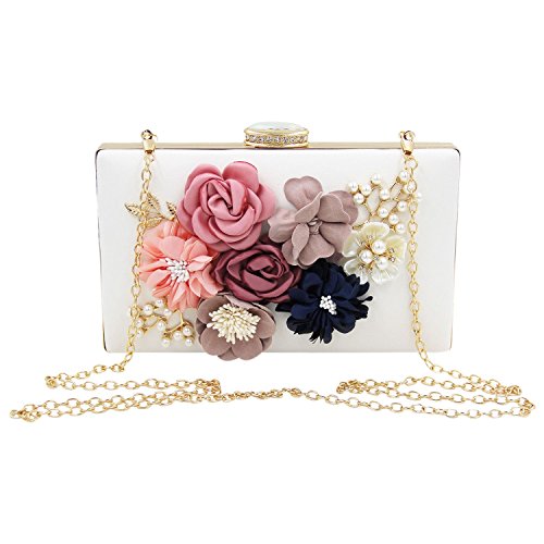 BABOS Frauen Clutch Bag Party Geldbörse Hochzeit Handtaschen, Weiß, weiß, Einheitsgröße, Messenger von BABOS