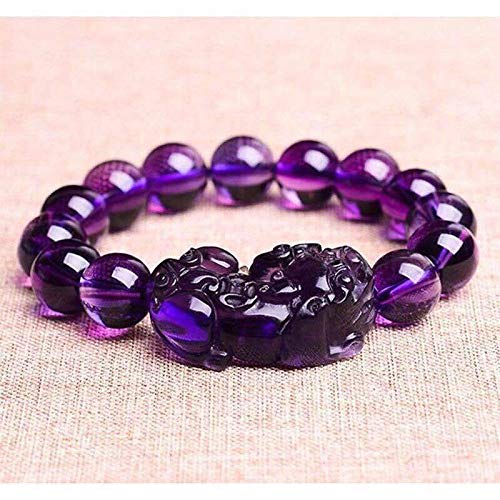 BABUUN Raumdekoration Natürliches lila Amethyst-Armband, Quarz-Edelstein, 10 mm, 8 mm, runde Perlen, Pi Xiu-Armband for Damen, Herren, Schmuck, 12 mm (Color : 10mm) von BABUUN