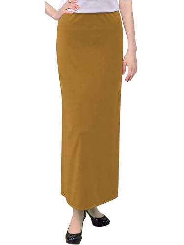 BABY O Damen Basic Modest 94 cm unterhalb des Knies knöchellanger Maxirock, gerader Maxirock, Senf, 54 von BABY O