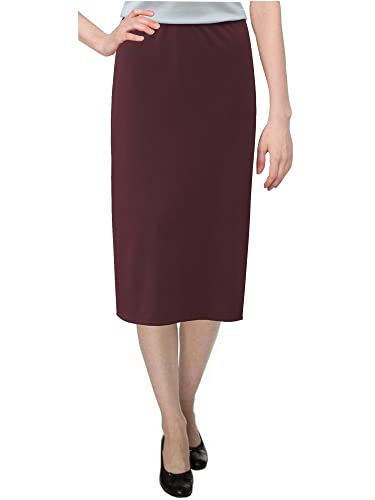 Baby'O Damen Basic Modest 66 cm unterhalb des Knies Stretch-Strick Gerader Rock - Rot - 52 von BABY O